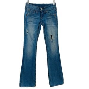 True‎ Religion Y2K Flare Jeans Becky Low Rise  Back Flaps  SZ 25 Made USA  32"